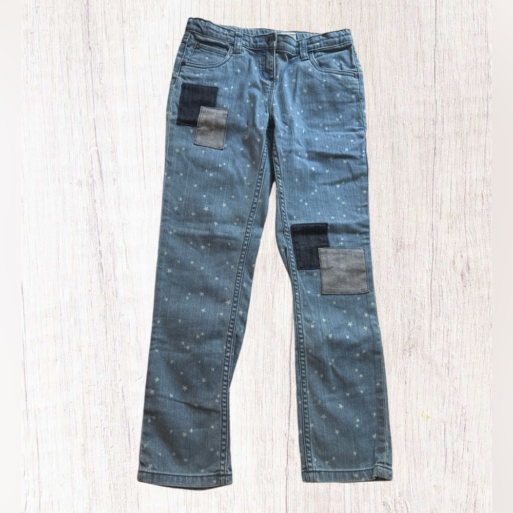 Hanna Andersson NWT Patch Star Blue Denim Jeans size 140 Girls 10